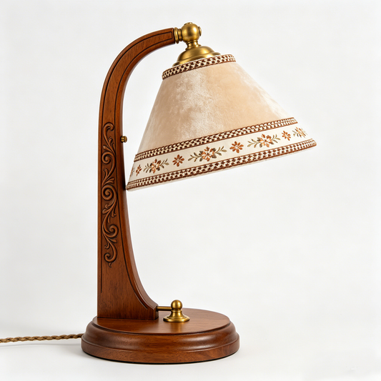 Vintage Carved Wood Lamp