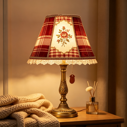 Vintage Rose Plaid Lamp