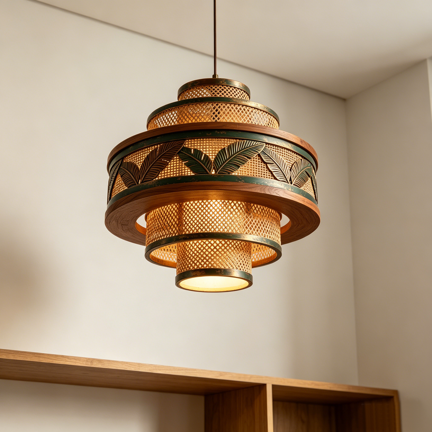 Rattan Tropical Leaf Pendant