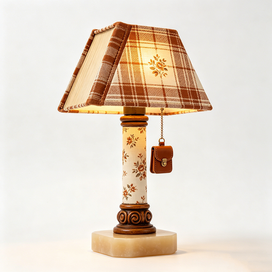 Vintage Plaid Floral Lamp