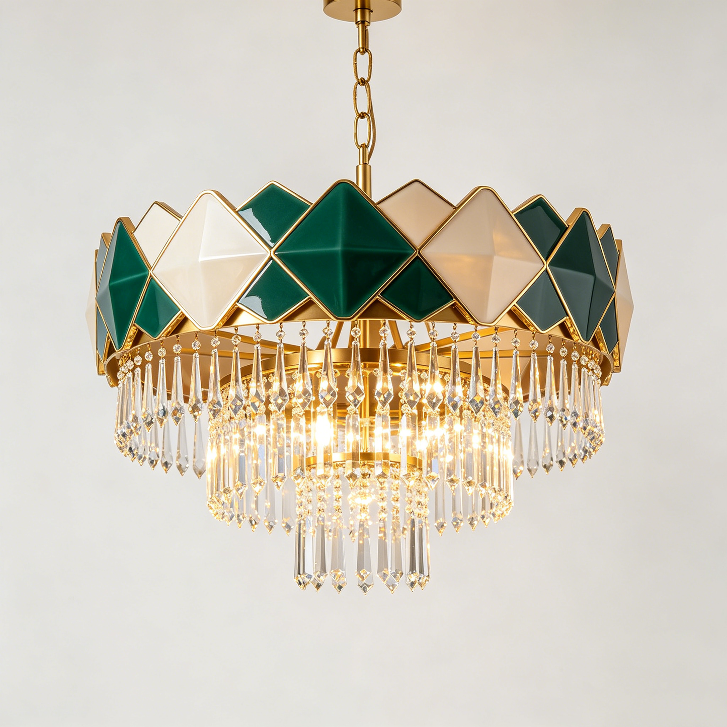 Emerald Geometric Crystal Chandelier