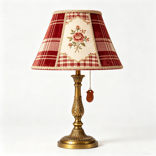 Vintage Rose Plaid Lamp