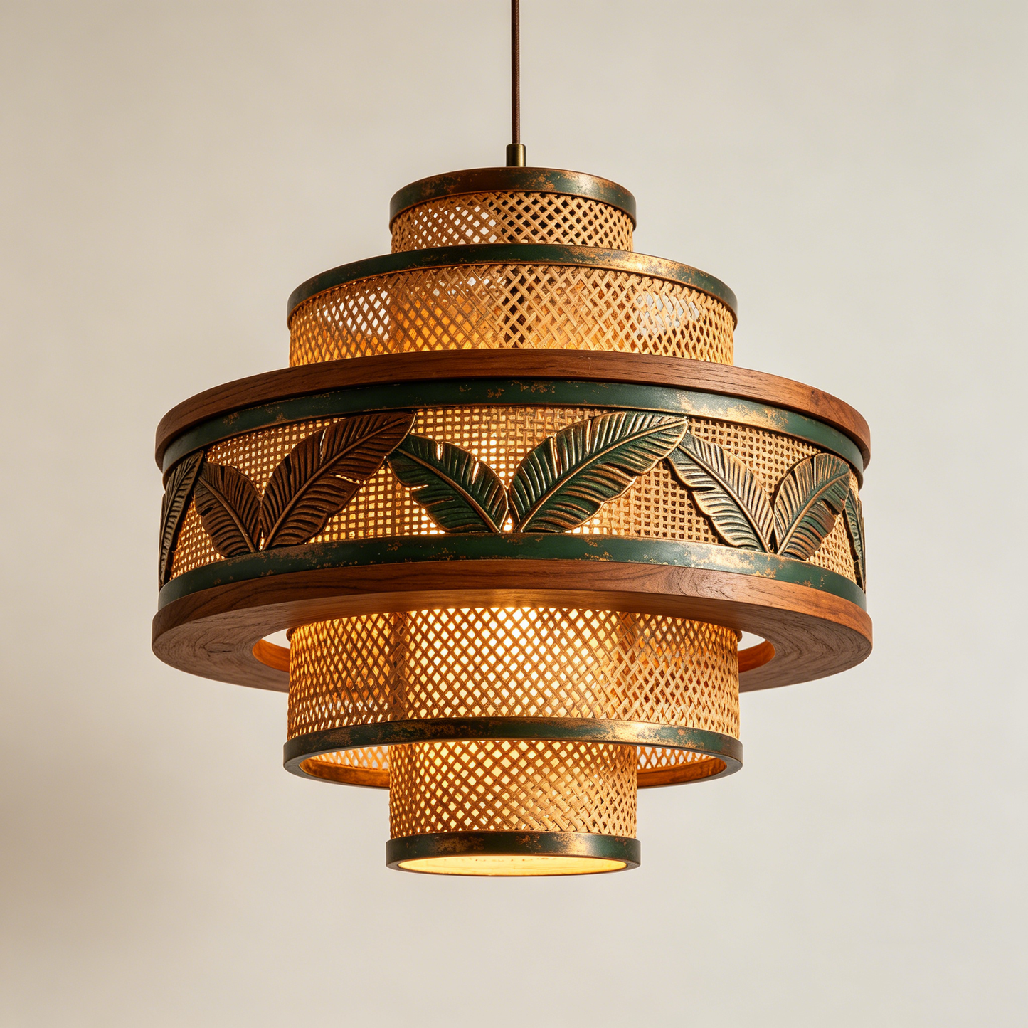 Rattan Tropical Leaf Pendant